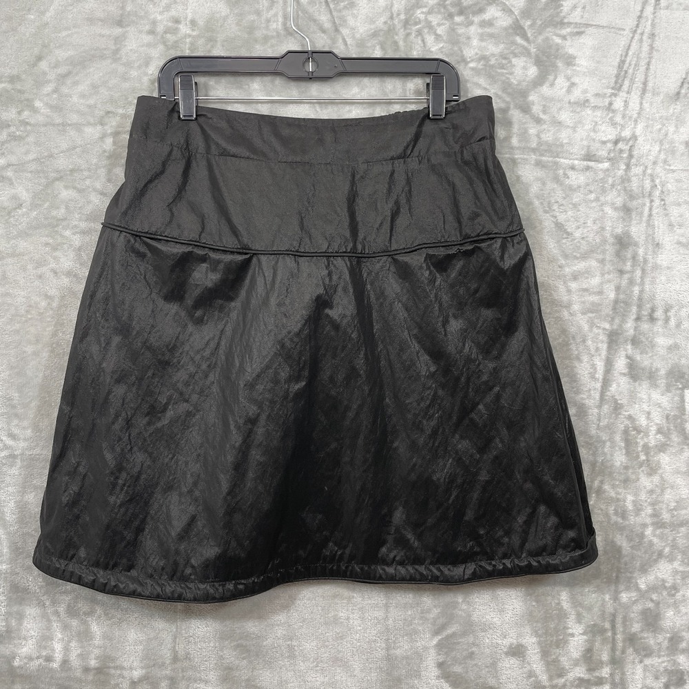 OZAI N KU Designer Skirt Size L? Pull On Front Pockets Black Soft Vegan Leather